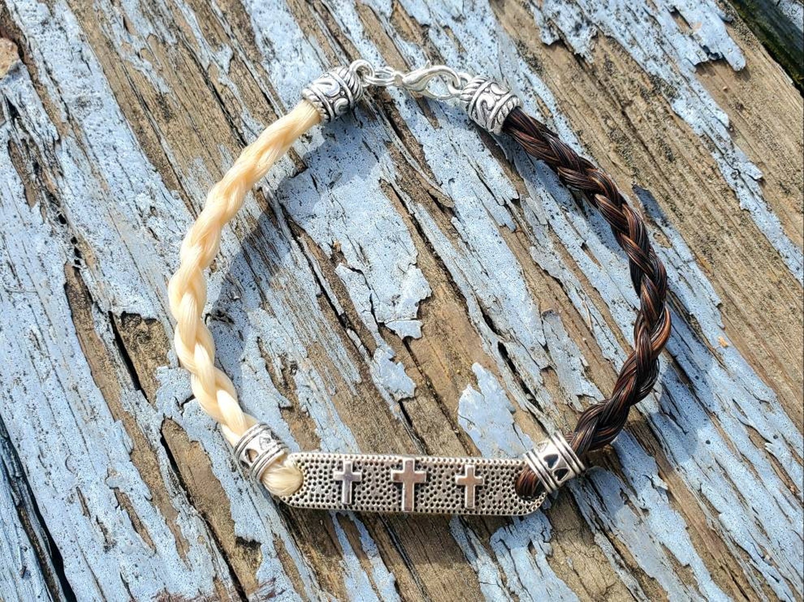Horse Hair Memorial Bracelet Cross Keepsake by Equine Etsy