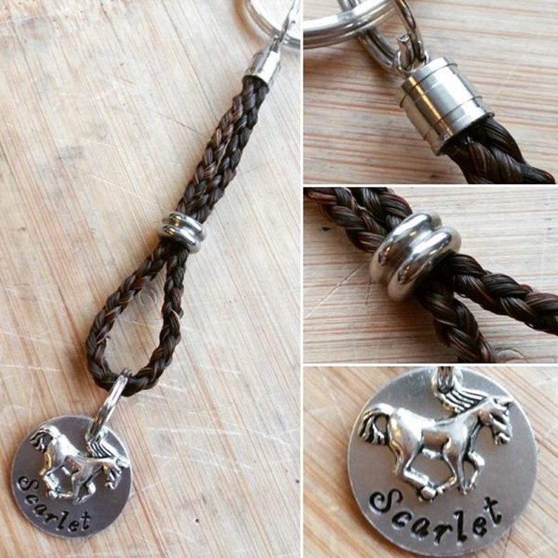 Doubled Braid Horse Hair Key Chain With Custom Name Charm and Etsy