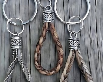 Looped Horse Hair Key Chain - Kelise, Rope, or Square