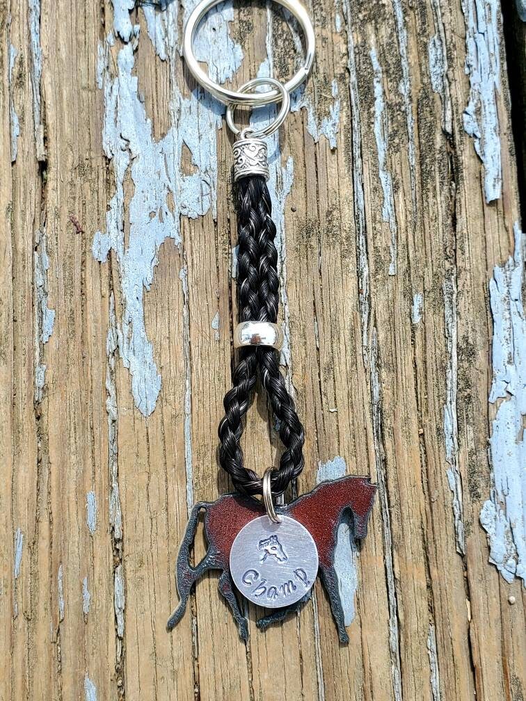 Braided Horse Hair Key Chain With Custom Name Accent and Etsy