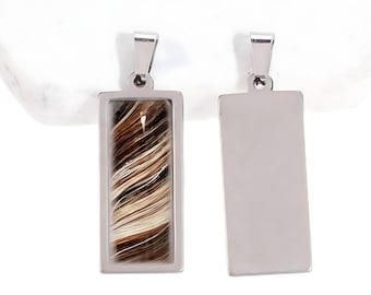 Stainless Steel Bar shaped horse hair necklace by Equine Keepsakes