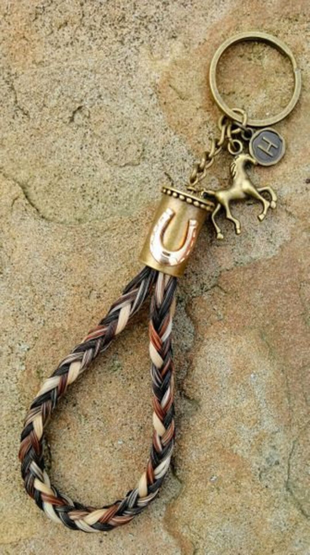 Custom Horse Hair Key Chain With Bronze and Gold Horseshoe Etsy