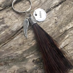 Tassel Horse Hair Key Chain with Personalized Name Charm by Equine Keepsakes