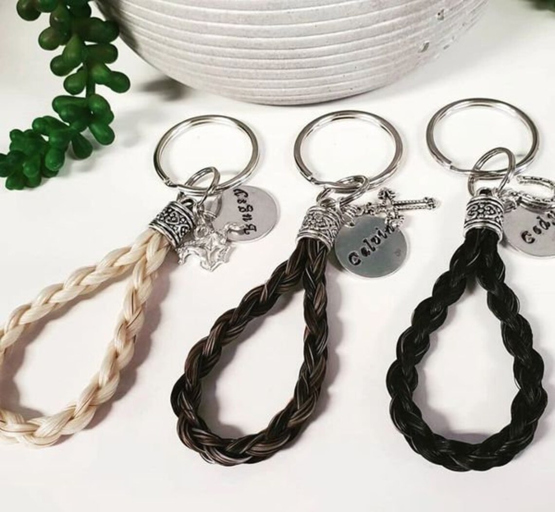 Looped Horse Hair Key Chain Rope Braid by Equine Keepsakes Etsy