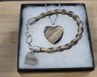 Custom Horse Hair Bracelet and Necklace Gift Set Braided by Equine Keepsakes