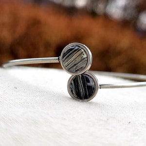 Stainless Steel Bangle style horse hair bracelet by Equine Keepsakes