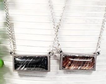 Stainless Steel Bar shaped horse hair necklace by Equine Keepsakes