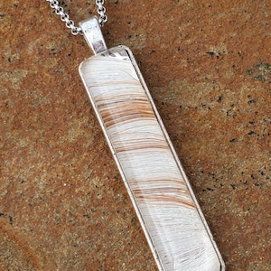 Silver Toned Bar shaped horse hair necklace by Equine Keepsakes