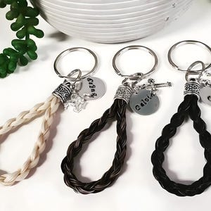 Looped Horse Hair Key Chain - Rope braid by Equine Keepsakes