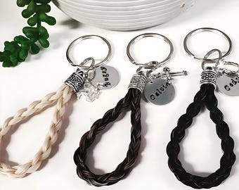 Llavero de crin de caballo trenzada - Trenzado de cuerda de Equine Keepsakes