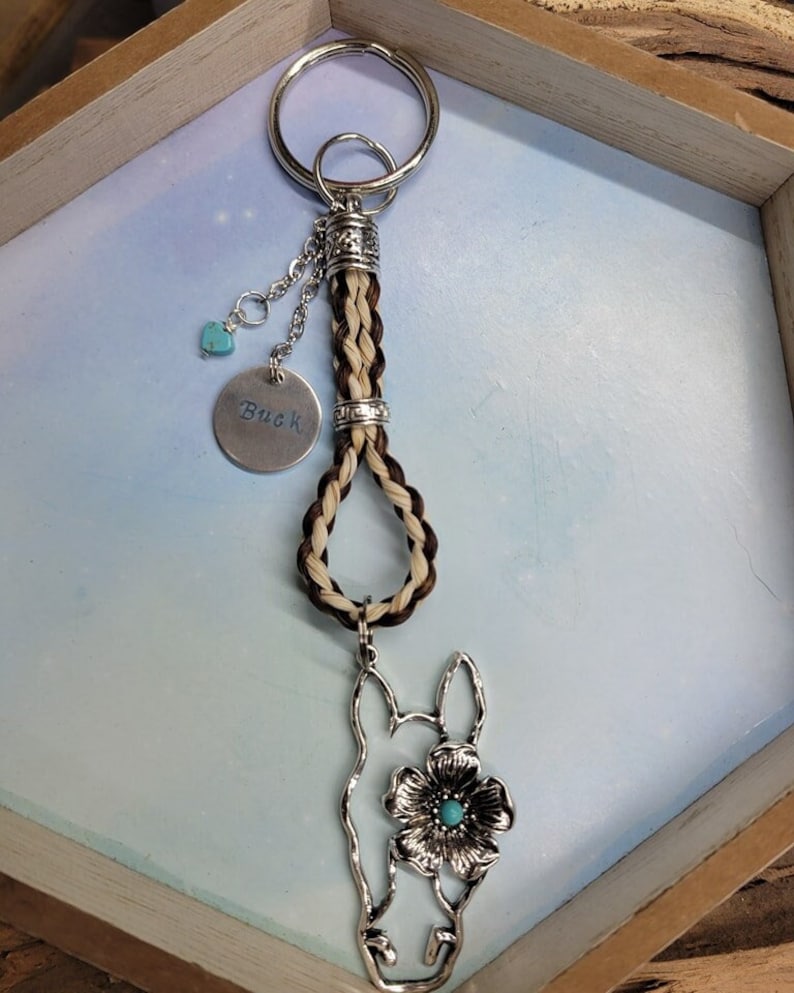 Braided Horse Hair Key Chain With Custom Name Accent and Horse