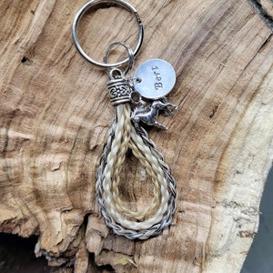 Triple Looped Horse Hair Key Chain with accent charm