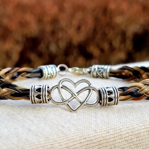 Intertwined Infinity Hearts DAINTY Horse Hair Bracelet Keepsake by Equine Keepsakes