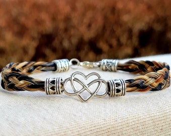 Intertwined Infinity Hearts DAINTY Horse Hair Bracelet Keepsake by Equine Keepsakes