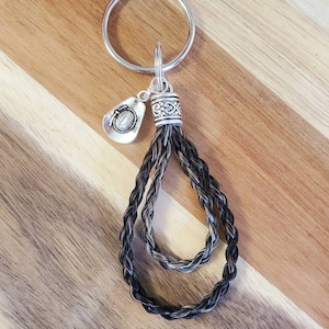 Double Looped Horse Hair Key Chain with accent charm