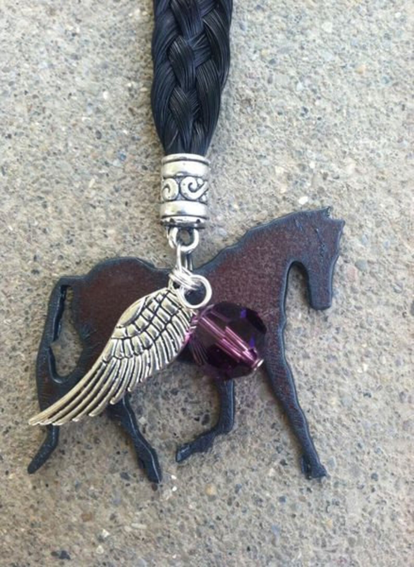 Woven Horse Hair Key Chain With Custom Crystal Color Wing Etsy