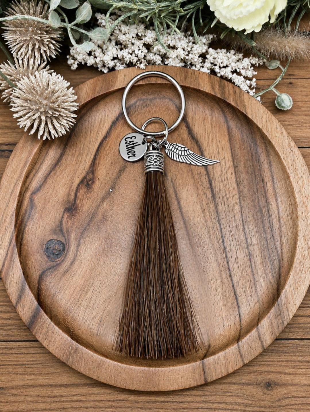 Tassel Horse Hair Key Chain With Personalized Name Charm by Equine