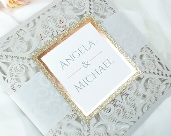 Wedding Invitations Wedding DIY Laser Invitation Cards Elegant with Grey Tip + Envelope Design Your Own Hand Power Birthday Baptism