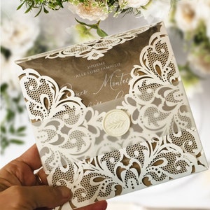 Invitations Invitation de mariage Couvertures découpées au laser Mariage rustique Eco Cream Invitations d’anniversaire Invitation de baptême