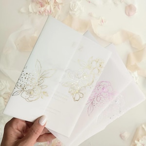 Papel pergaminho floral dourado para cartão 5x7, papel pergaminho rosa, convite de casamento elegante, casamento de verão, papel pergaminho prateado, papel pergaminho rosa