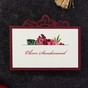 PLACE CARDS guests Wedding Place Card Burgundy Wedding Decorations Burgundy Place Cards Wedding Table Decorations Laser cut