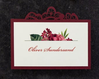 PLACE CARDS guests Wedding Place Card Burgundy Wedding Decorations Burgundy Place Cards Wedding Table Decorations Laser cut