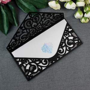 Schwarz Geburtstag Einladungen mit dekorativem Hologramm DIY, Hochzeit, Taufe, Scrapbooking Hochzeitskarten