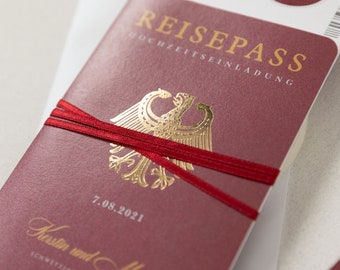 Wedding invitation passport invitations wedding birthday baptism birthday invitation boarding pass burgundy color