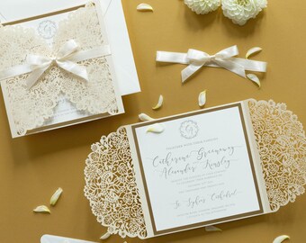 Matt Light Cream DIY invitation cards wedding birthday baptism stationery quality engagement birthday baptism laser cut + envelope