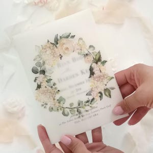 Floral Vellum Jacket, Printed VellumWedding Invitations 5x7, DIY Blumen Einladungscover, Pre-folded Vellum Cover