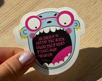 Eat the Rich Vinyl Sticker – 2.5" Anti-Capitalist Matte Sticker for Laptop, Water Bottle, Protest Sign, Political Gift