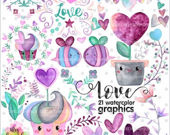 Cupcake Clipart, Valentine Clipart, Love Clipart, COMMERCIAL USE, Valentines Day Clipart, Cupcake Graphic, Valentine Graphic, Couple Clipart