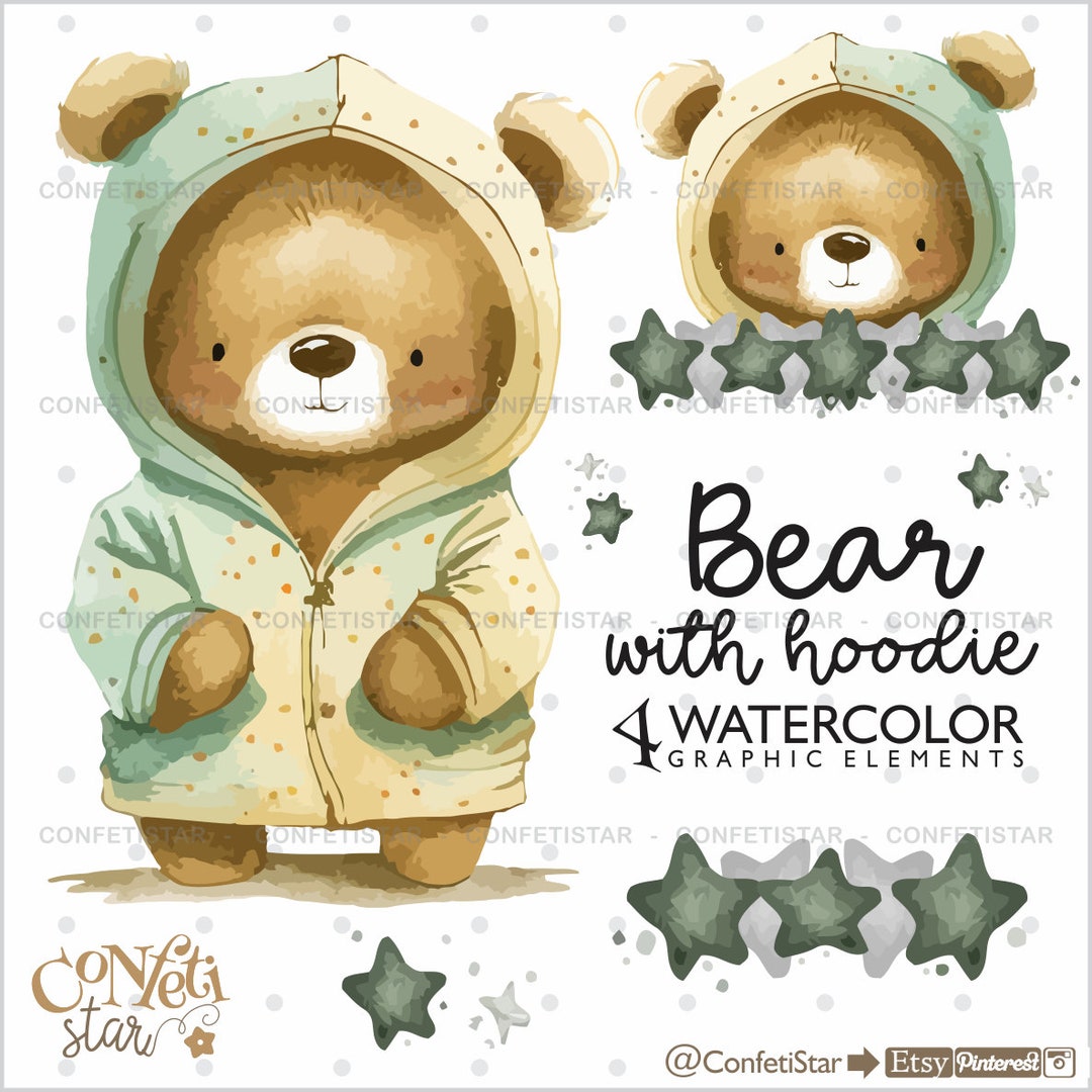 Watercolour Bears Png, Baby Bear Clip Art, Bear Clipart, Winter Bear