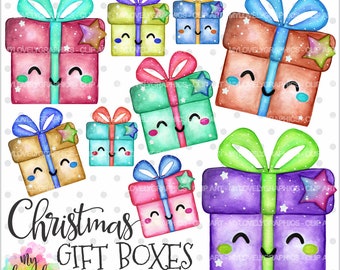 Christmas Clipart, Gift Boxes Clipart, Gift Clipart, COMMERCIAL USE, Christmas Gift Boxes, Christmas Watercolor, Christmas Graphics, Gift