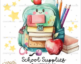 Backpack Clipart, Backpack Graphics, COMMERCIAL USE, Back to School Elements, School Clipart, School Supplies Clipart, School PNG, School