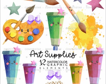 Artist Clipart, Art Supplies Clipart, COMMERCIAL USE, Watercolor Clipart, Artist Graphics, Art Supplies Graphics, Paint Brush Clipart, Paint