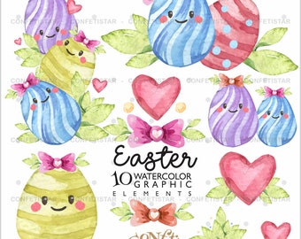 Easter Eggs Clipart, Easter Clipart, COMMERCIAL USE, Watercolor Clipart, Easter Graphics, Easter Egg Graphics, Scavenger Hunt, Spring