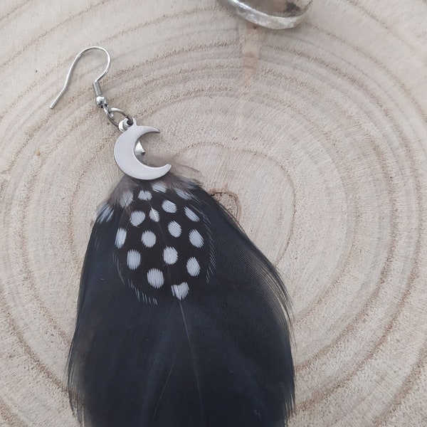 Mono boucle d'oreille plume d'oie - plumes naturelles - bijou bohème - boho - chic hippie - bijou en plumes