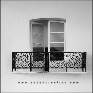 Wrought iron-style ironwork grid balcony and railing "Delta" -  dollhouse  miniature 1:12