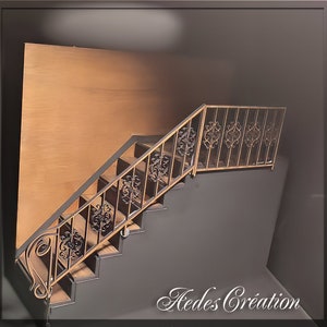 Stair railing &quot;wrought ironwork&quot; - Dollhouse miniature collection 1:12