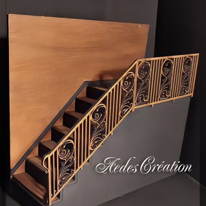 Stair railing &quot;wrought ironwork&quot; - Dollhouse miniature collection 1:12