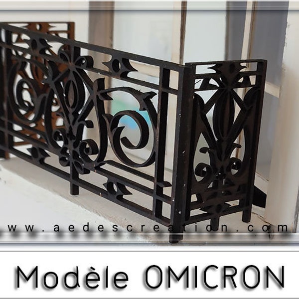 Balcon et Garde corps "Omicron" - façon ferronnerie fer forgé -  Dollhouse miniature 1:12