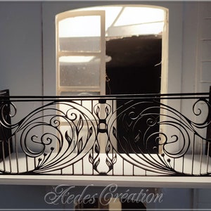 Balcony Terrace Elisabeth - very pretty design - wrought iron ironwork style - Dollhouse miniature 1:12
