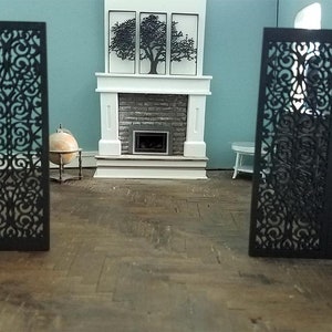 dollhouse  Miniature Screens in 4 parts 1/12 - Separation of wooden parts like ironwork
