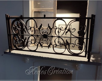 Wrought iron-style ironwork grid "Royal" - Ironwork llittle balcony - dollhouse  miniature 1:12