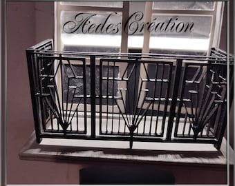 Balkon en balustrade "art deco"-stijl - smeedijzeren smeedijzeren stijl - Poppenhuis miniatuur 1:12