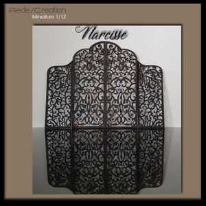 dollhouse  Miniature Screens in 4 parts 1/12 - Separation of wooden parts like ironwork