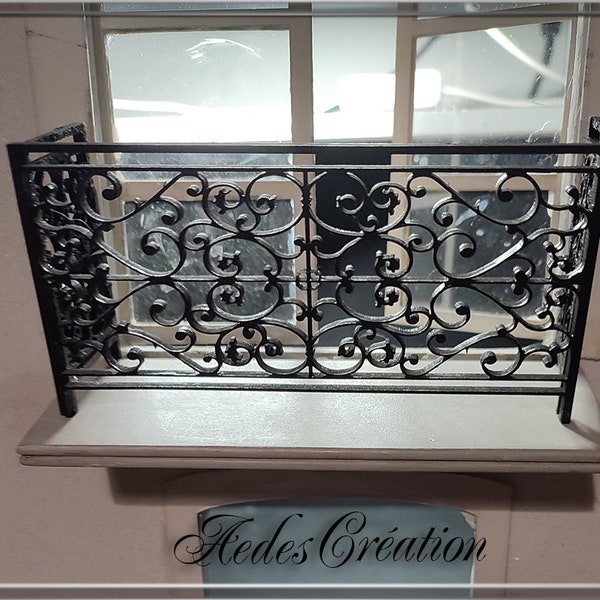 Balcony and Railing IVY - very nice design - wrought iron style - Dollhouse miniature 1:12