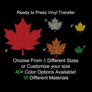 Maple Leaf Iron On Heat Transfer Glitter Holographic Flock Silicone Shimmer Foil Twill Vinyl Applique DIY Craft Patch Design Decoration