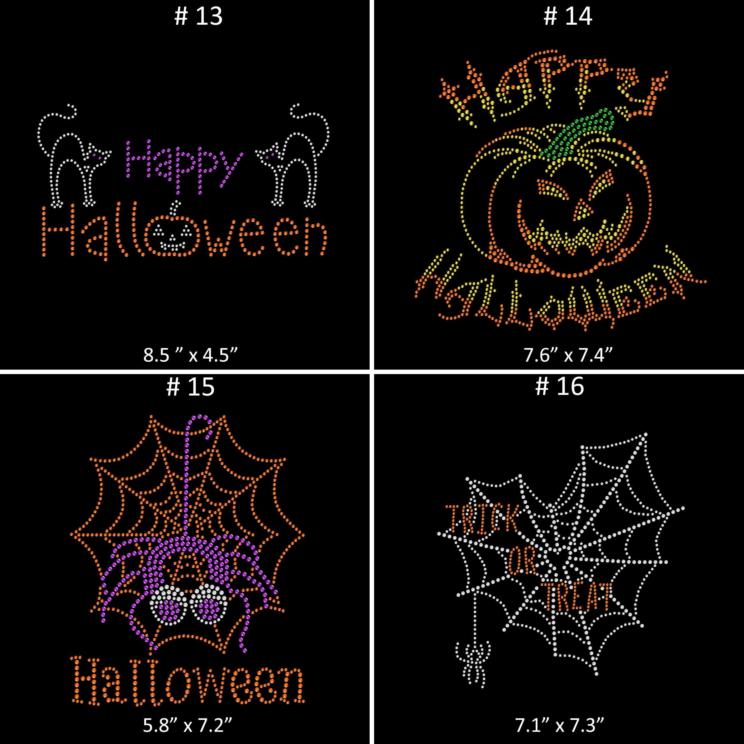Halloween Rhinestone Iron on Transfer: Spider, Pumpkin, Witch - Etsy
